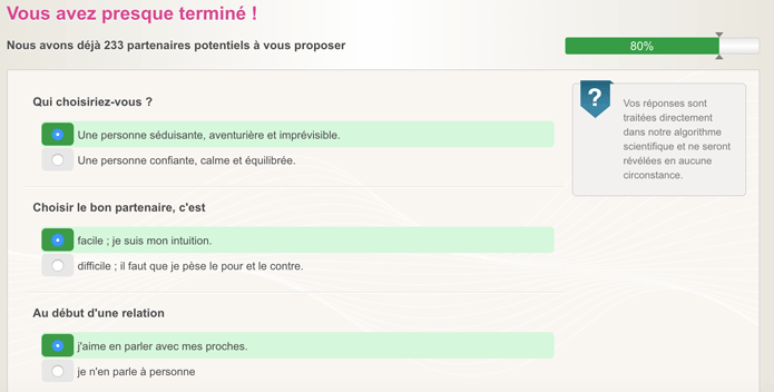 Test de personnalité Be2
