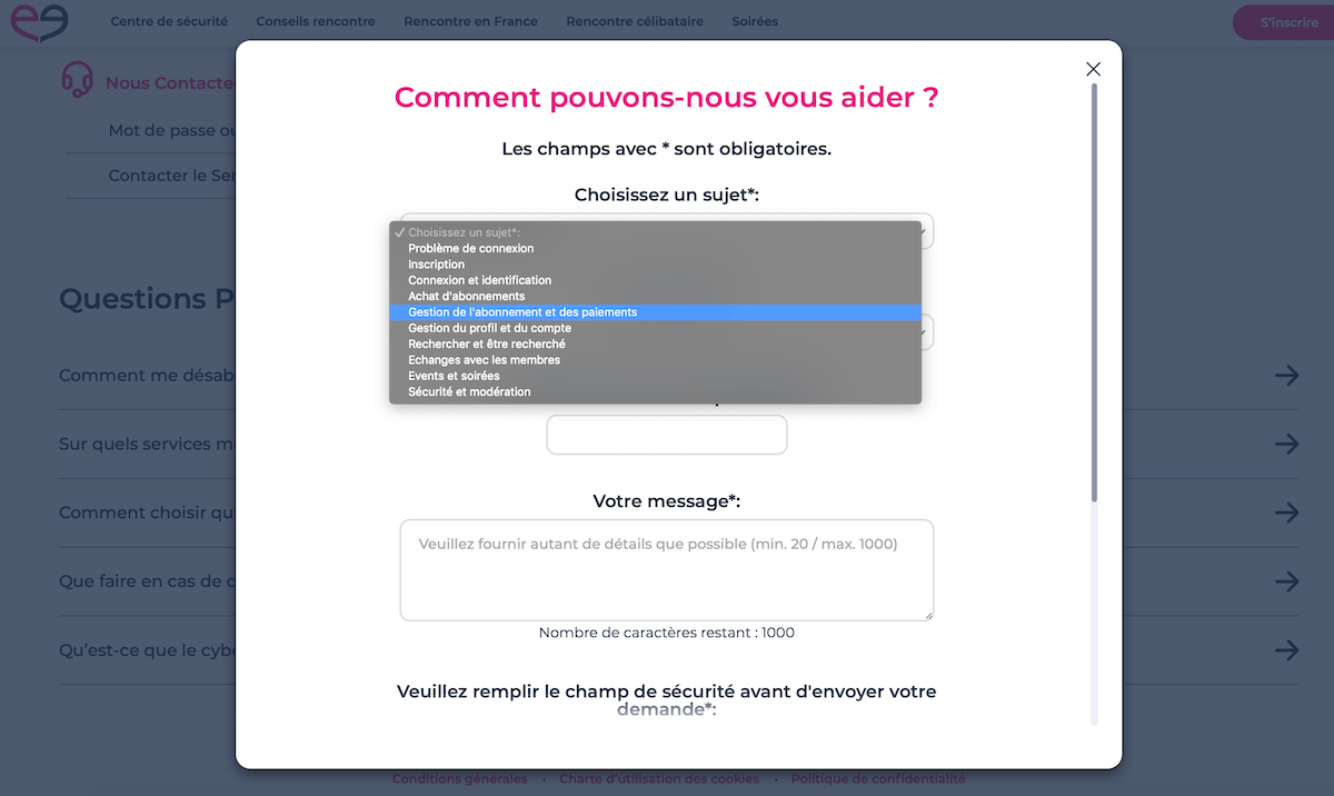 contacter le service client meetic Options de contact du service client Meetic