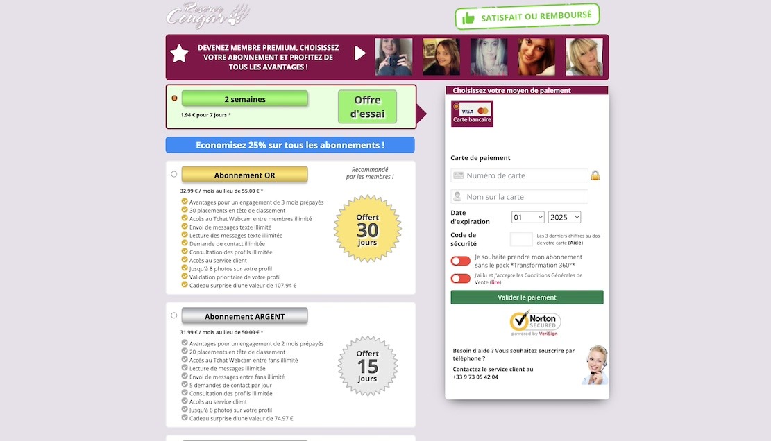 Reserve Cougar tarifs