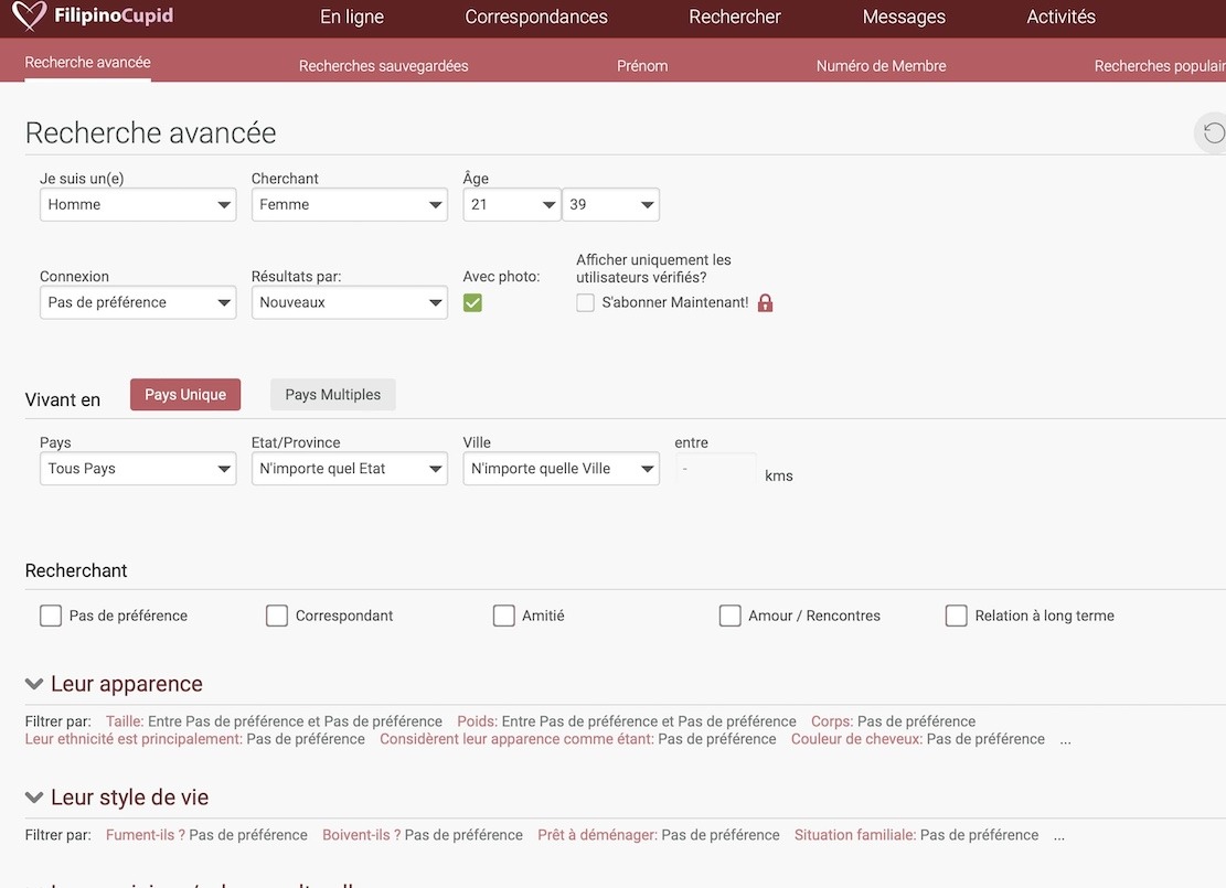 FilipinoCupid RECHERCHE