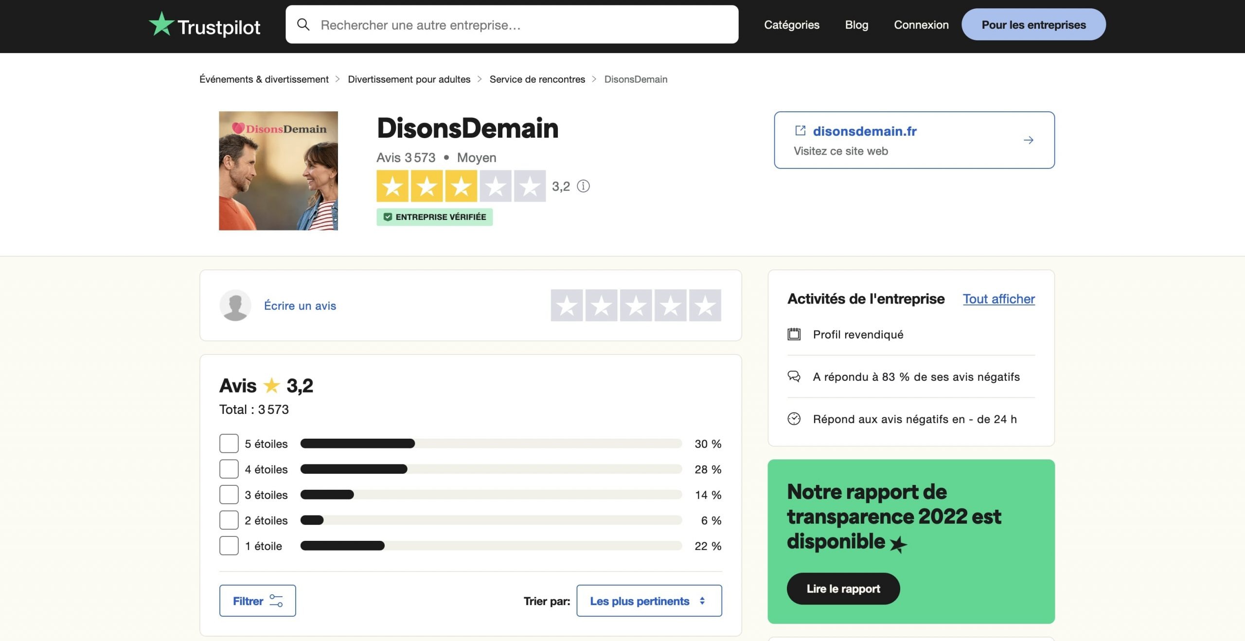 Avis TrustPilot DisonsDemain