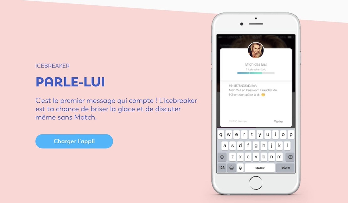 Interface de l'application Lovoo