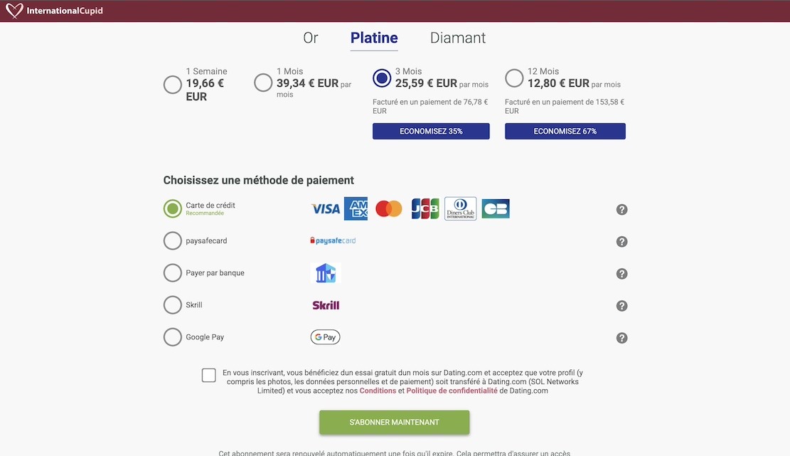 TARIF de InternationalCupid 5