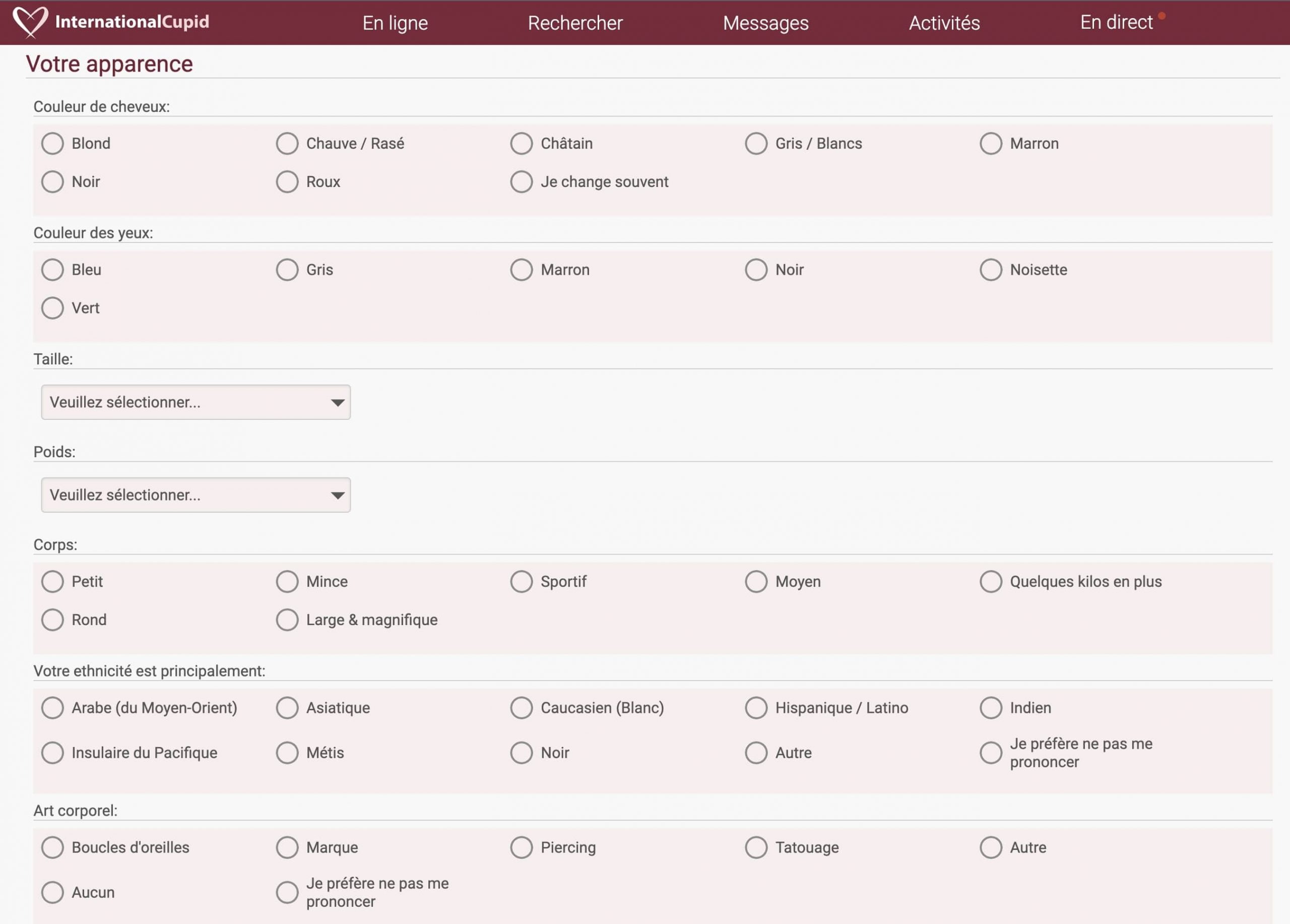 test de InternationalCupid