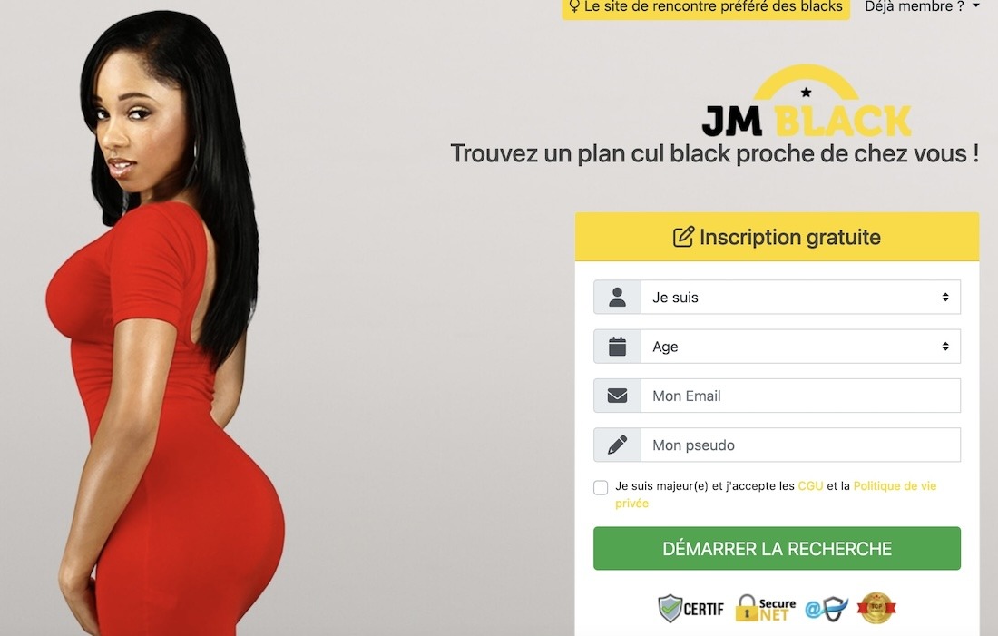 Interface du site JM Black - Capture d'écran